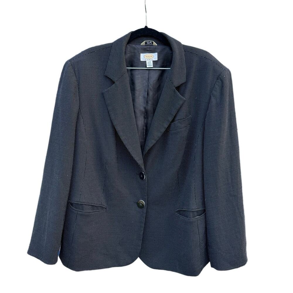 Vintage Talbots blazer jacket Y2K Black Italian wool blend Fabric USA Women 16W